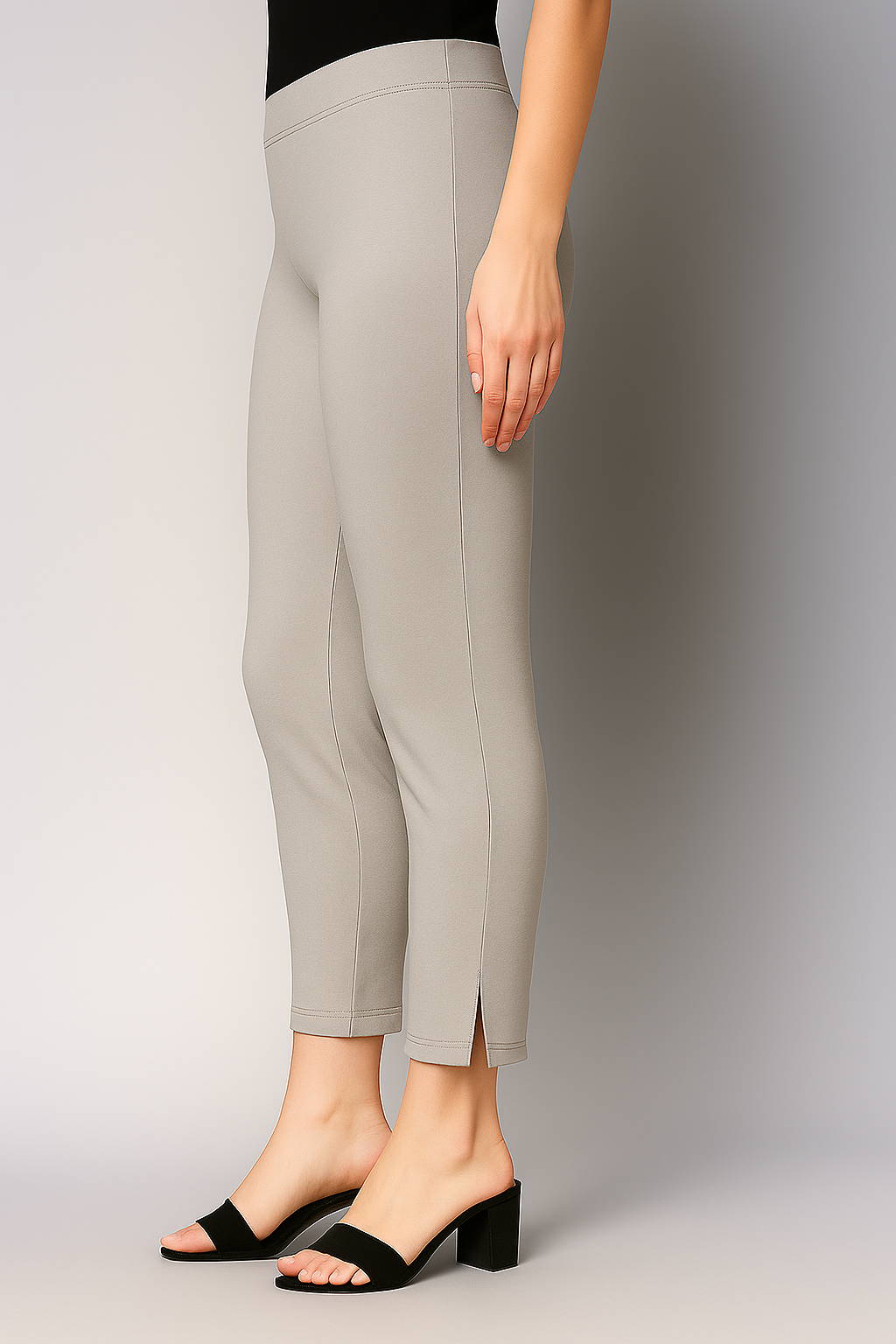 Steel Grey Women's Cotton Lycra Solid Straight Pant