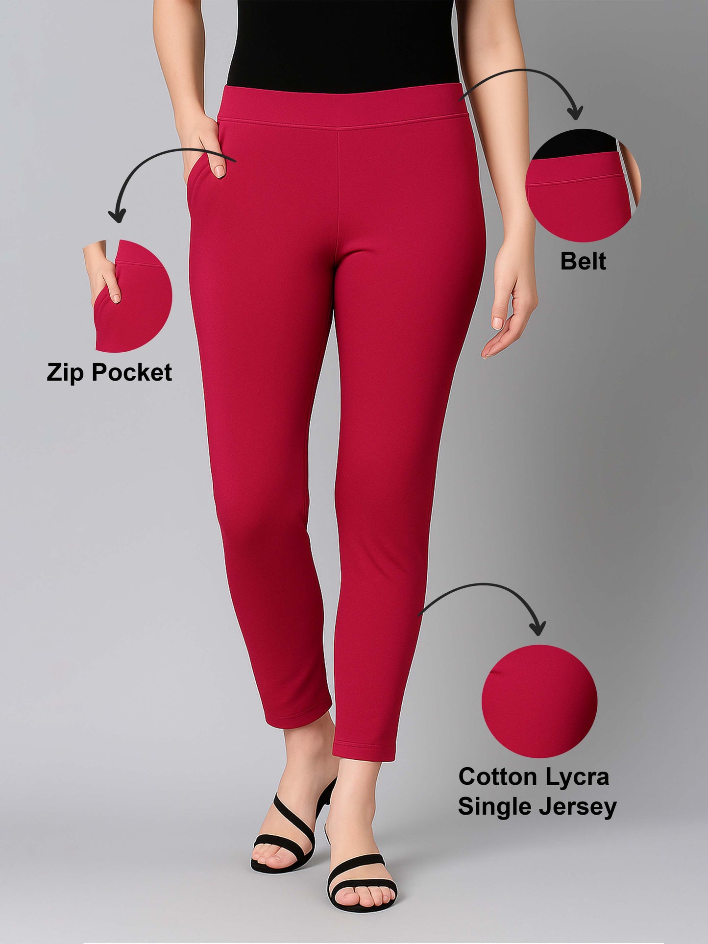 Dark Rani Women's Cotton Lycra Solid Straight Pant