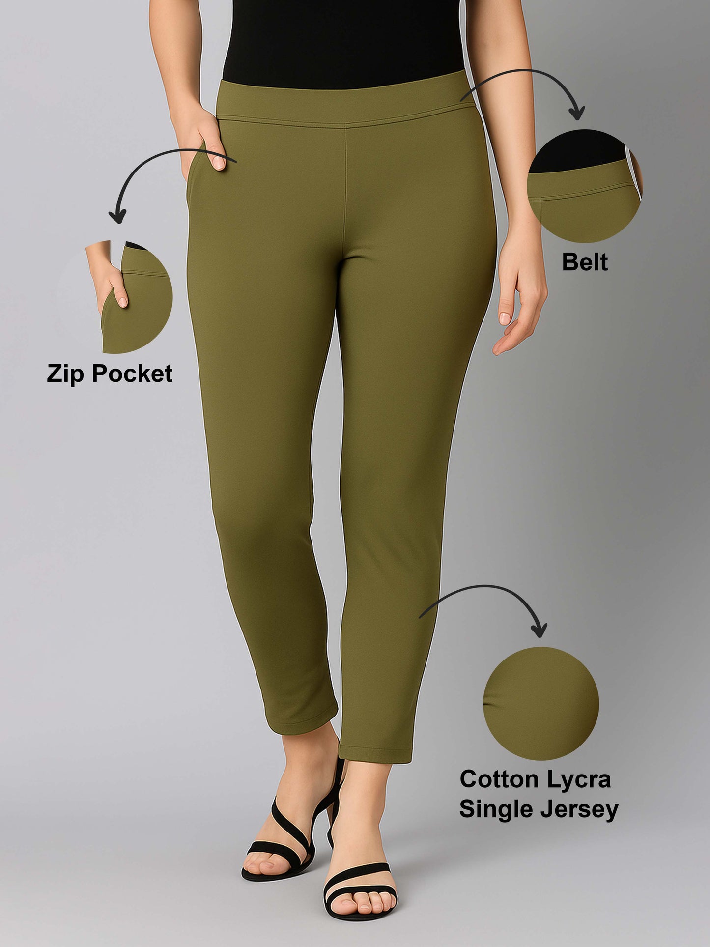 Mehendi Women's Cotton Lycra Solid Straight Pant