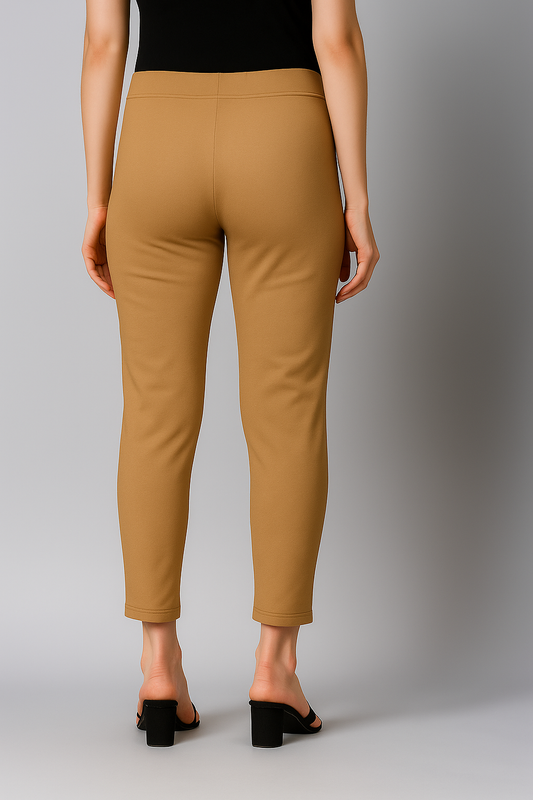 Biscuit Women's Cotton Lycra Solid Straight Pant