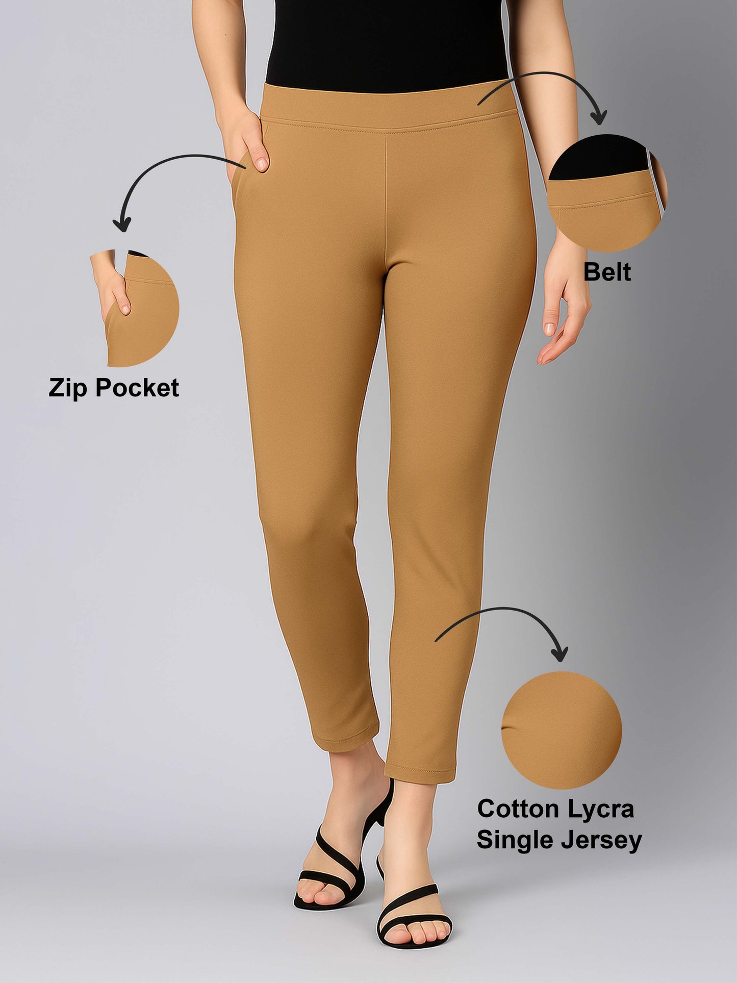 Biscuit Women's Cotton Lycra Solid Straight Pant
