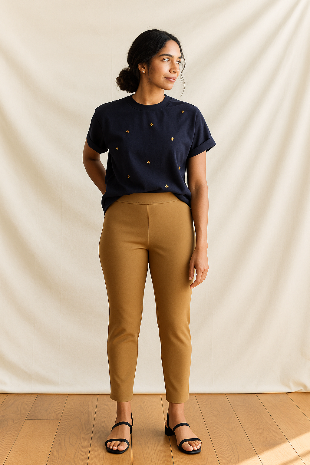 Biscuit Women's Cotton Lycra Solid Straight Pant