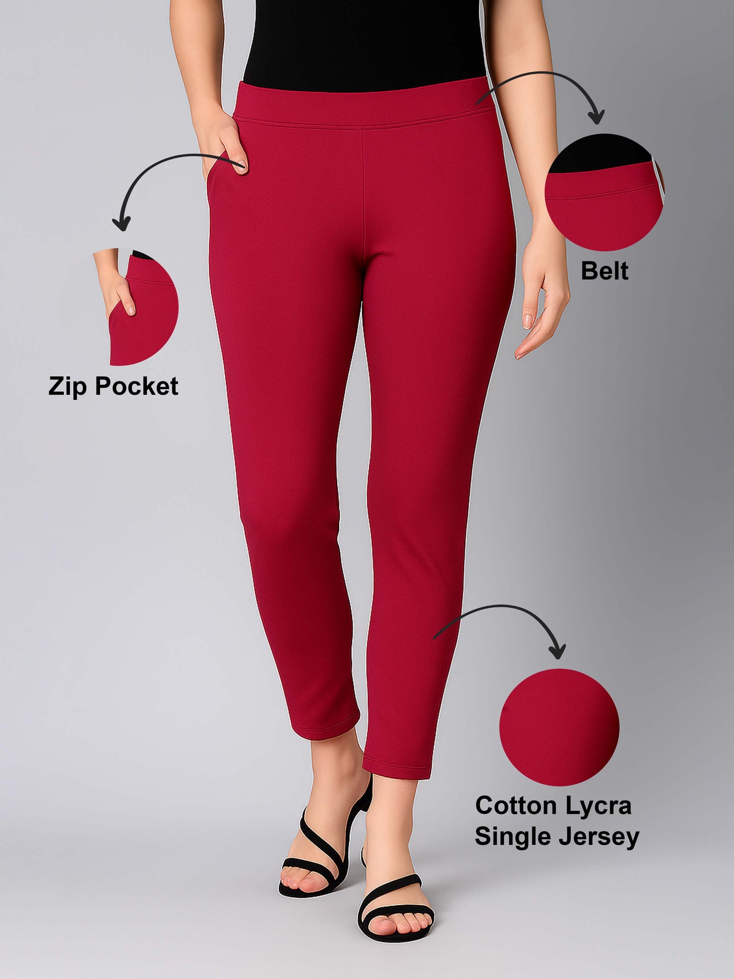 Rani Women's Cotton Lycra Solid Straight Pant
