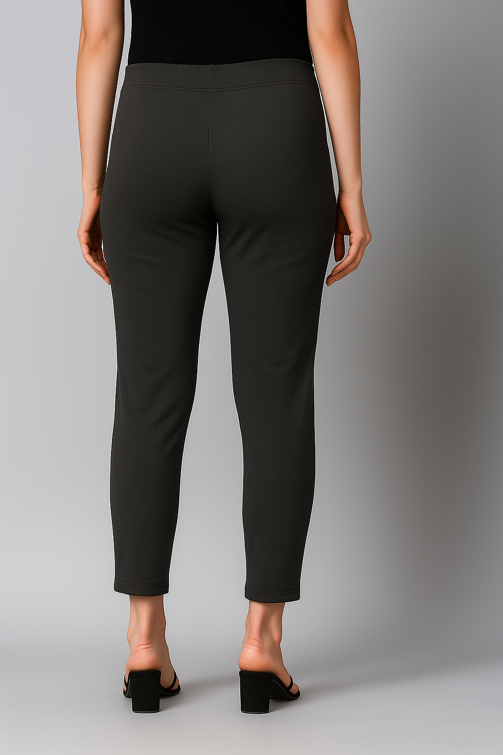 Charcoal Women's Cotton Lycra Solid Straight Pant