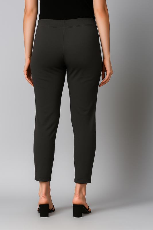 Charcoal Women's Cotton Lycra Solid Straight Pant