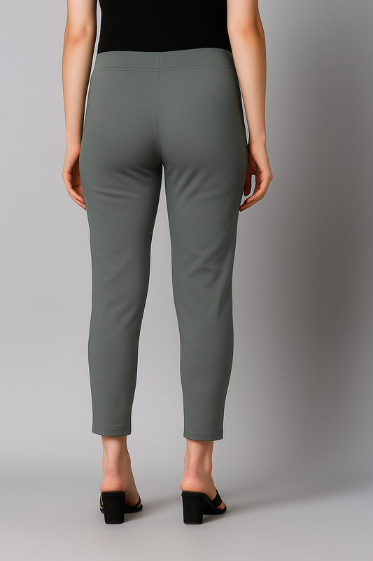 Pearl River Women's Cotton Lycra Solid Straight Pant