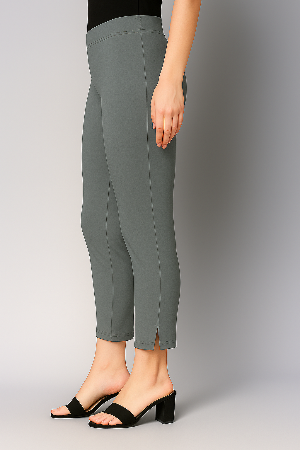 Pearl River Women's Cotton Lycra Solid Straight Pant