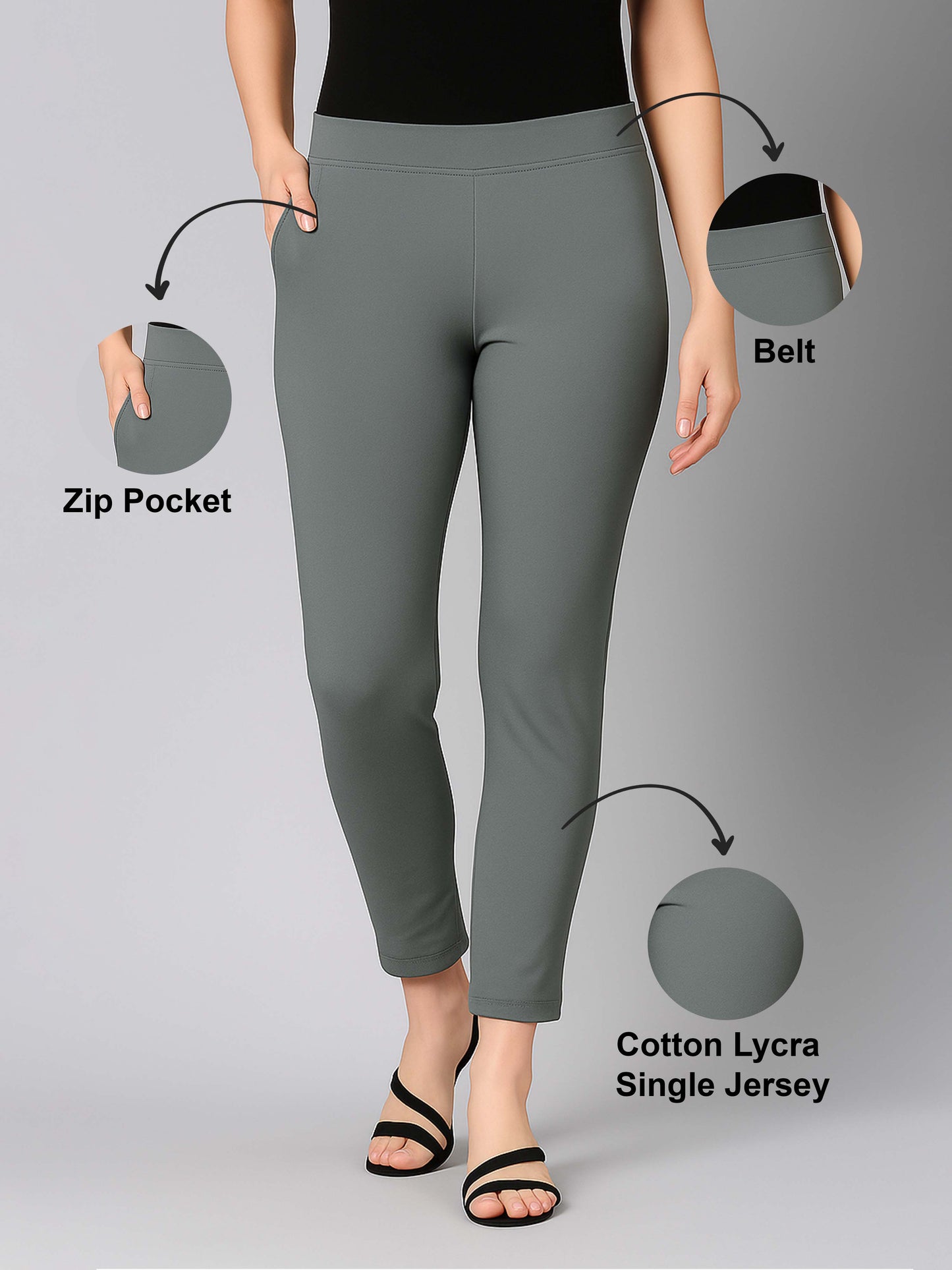 Pearl River Women's Cotton Lycra Solid Straight Pant