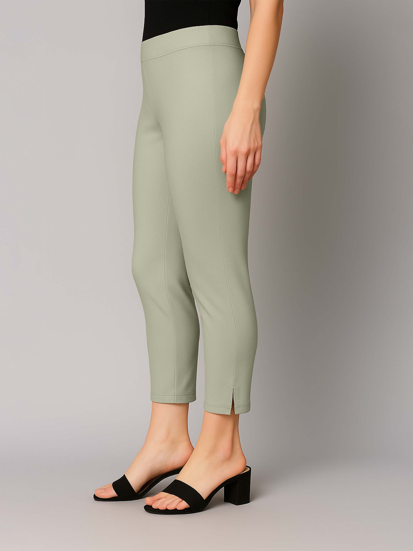 Ecru Women's Cotton Lycra Solid Straight Pant