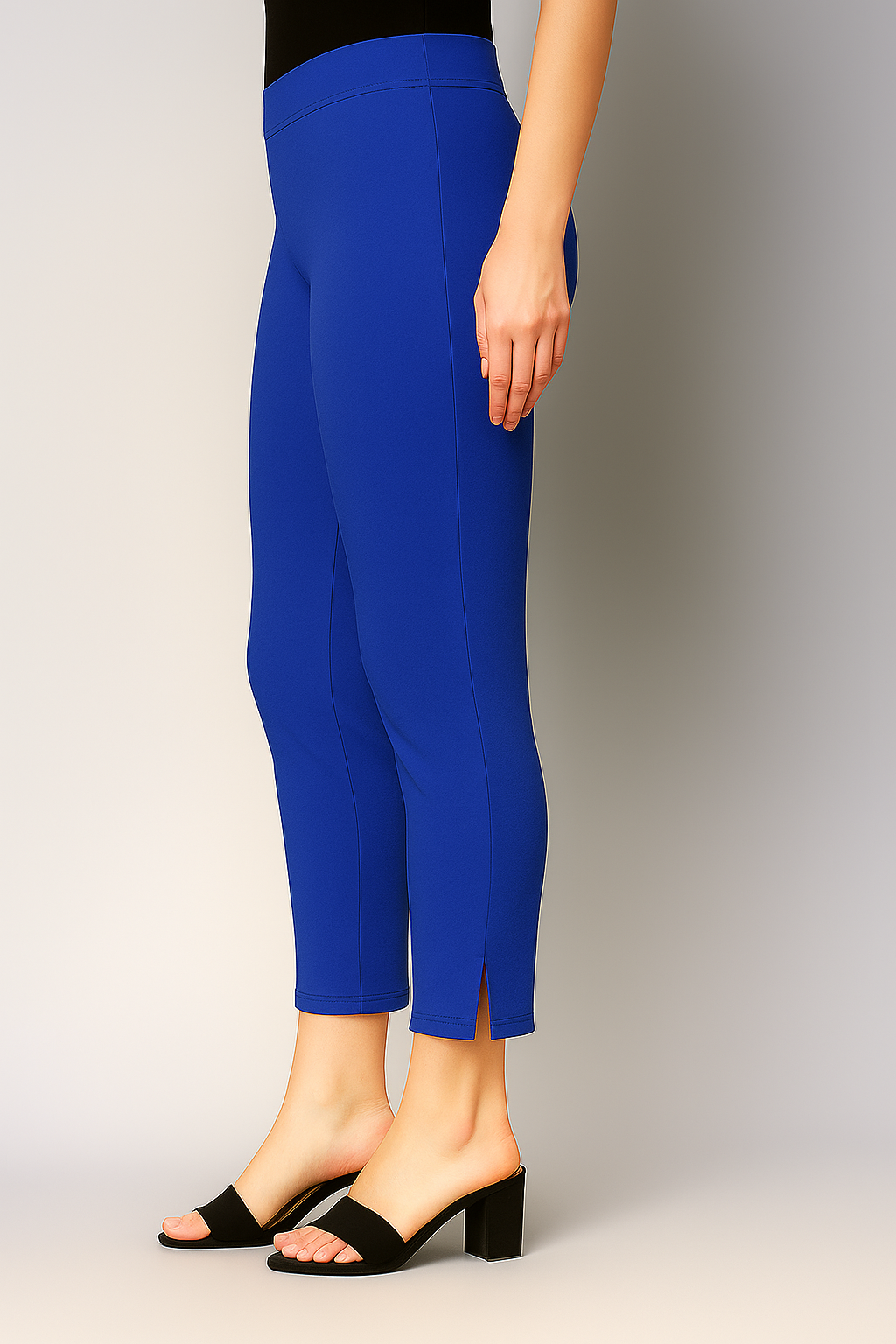Royal Blue Women's Cotton Lycra Solid Straight Pant