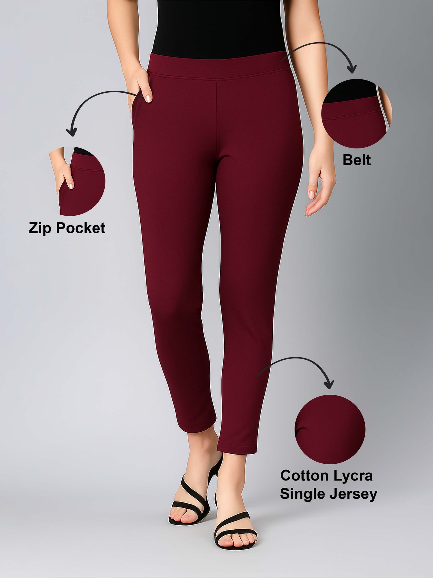 Plum Women's Cotton Lycra Solid Straight Pant