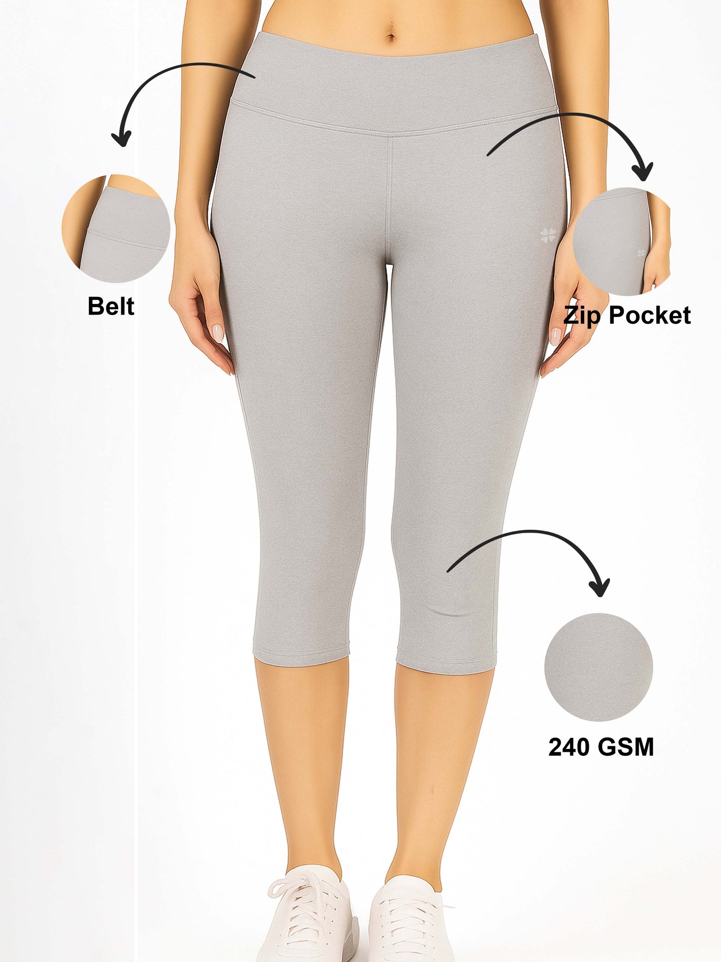 Steel Grey Women's Solid Capri pant