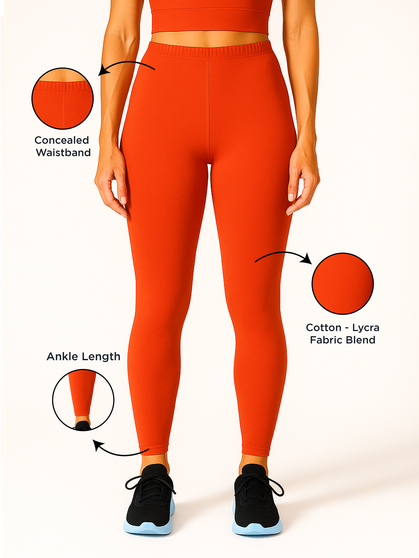 Tigerlily Women's Ankle Length Stretchable Cotton Lycra Leggings