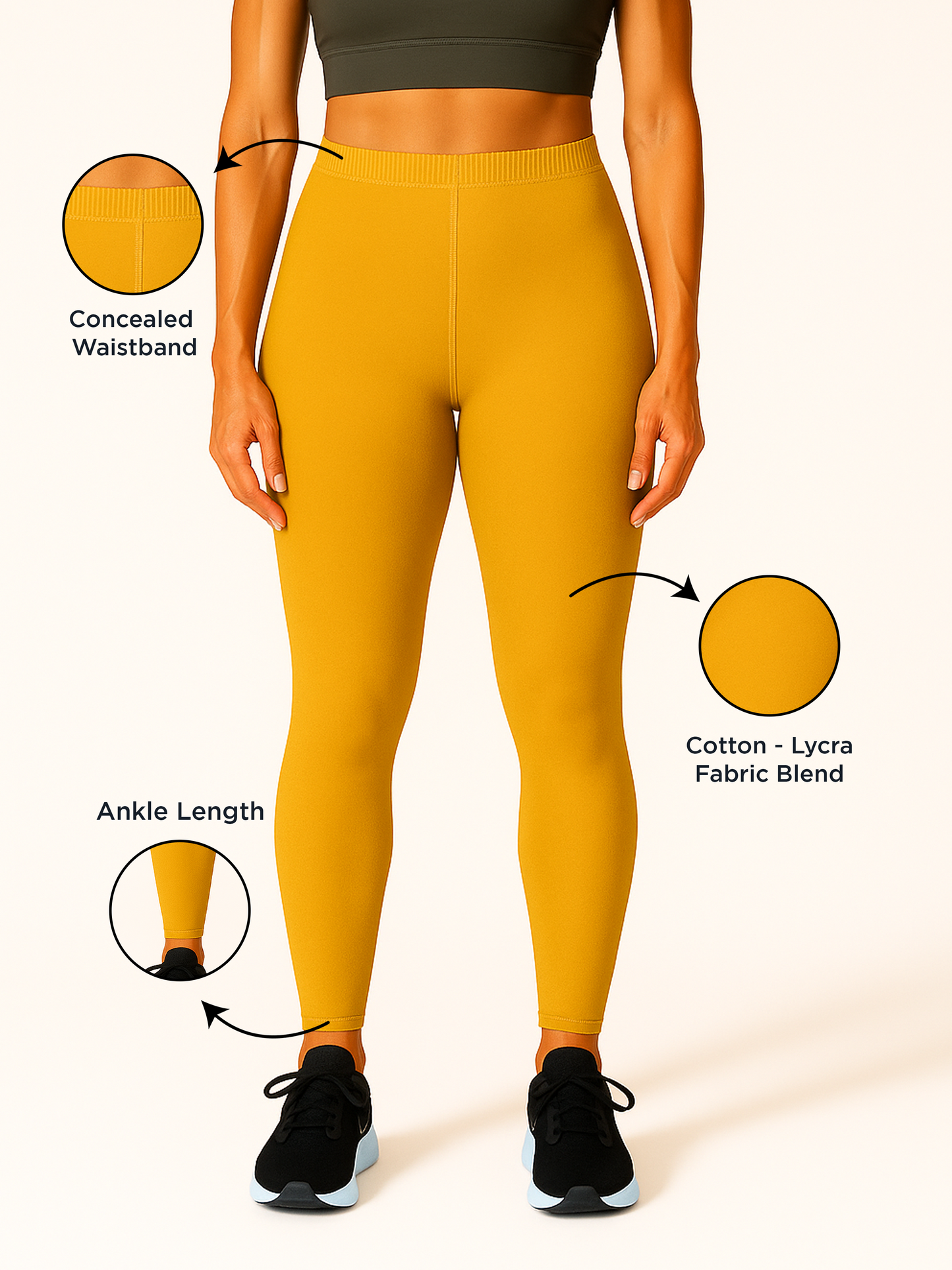 Tuscany Women's Ankle Length Stretchable Cotton Lycra Leggings
