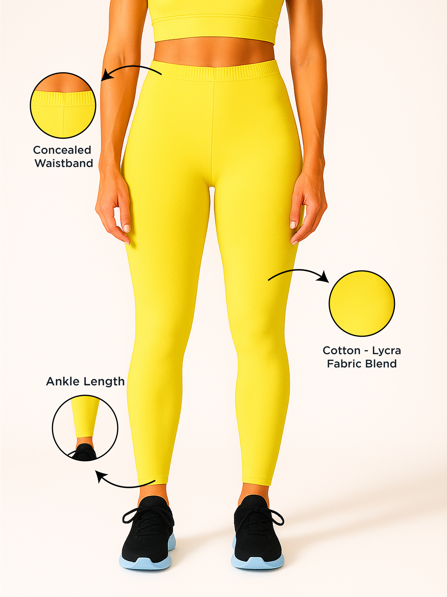 Unmellow Yellow Women's Ankle Length Stretchable Cotton Lycra Leggings