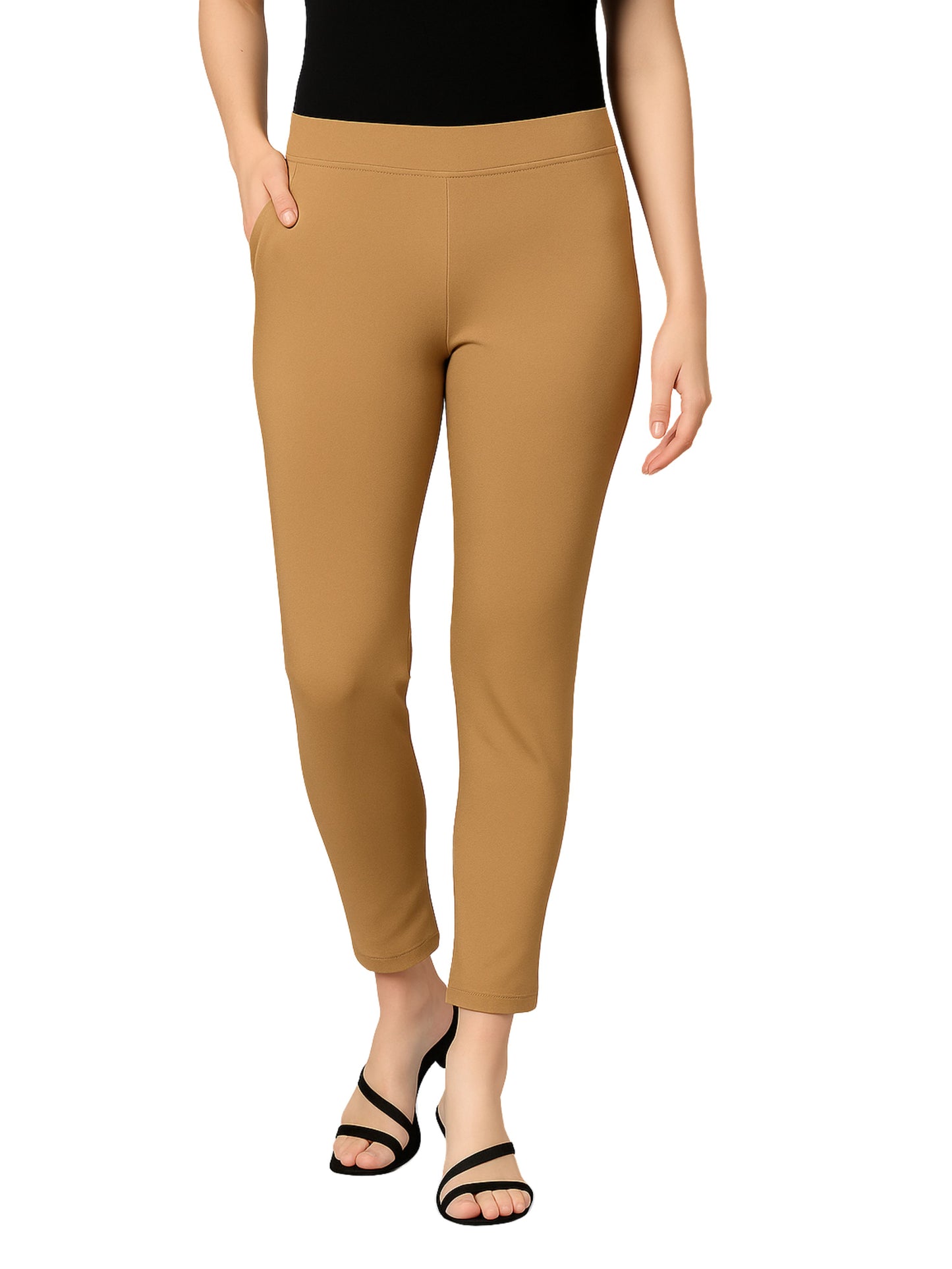 Biscuit Women's Cotton Lycra Solid Straight Pant
