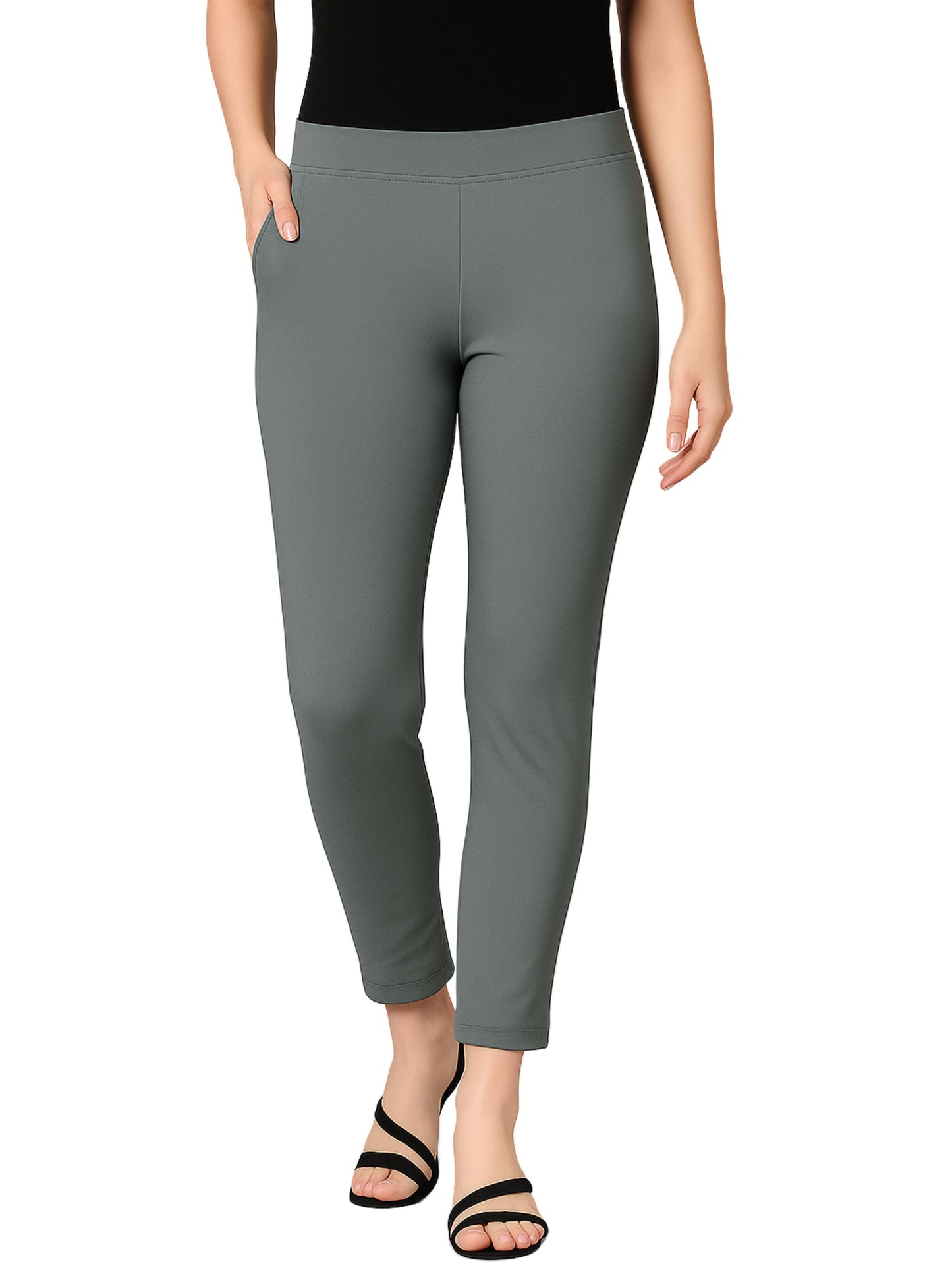 Pearl River Women's Cotton Lycra Solid Straight Pant