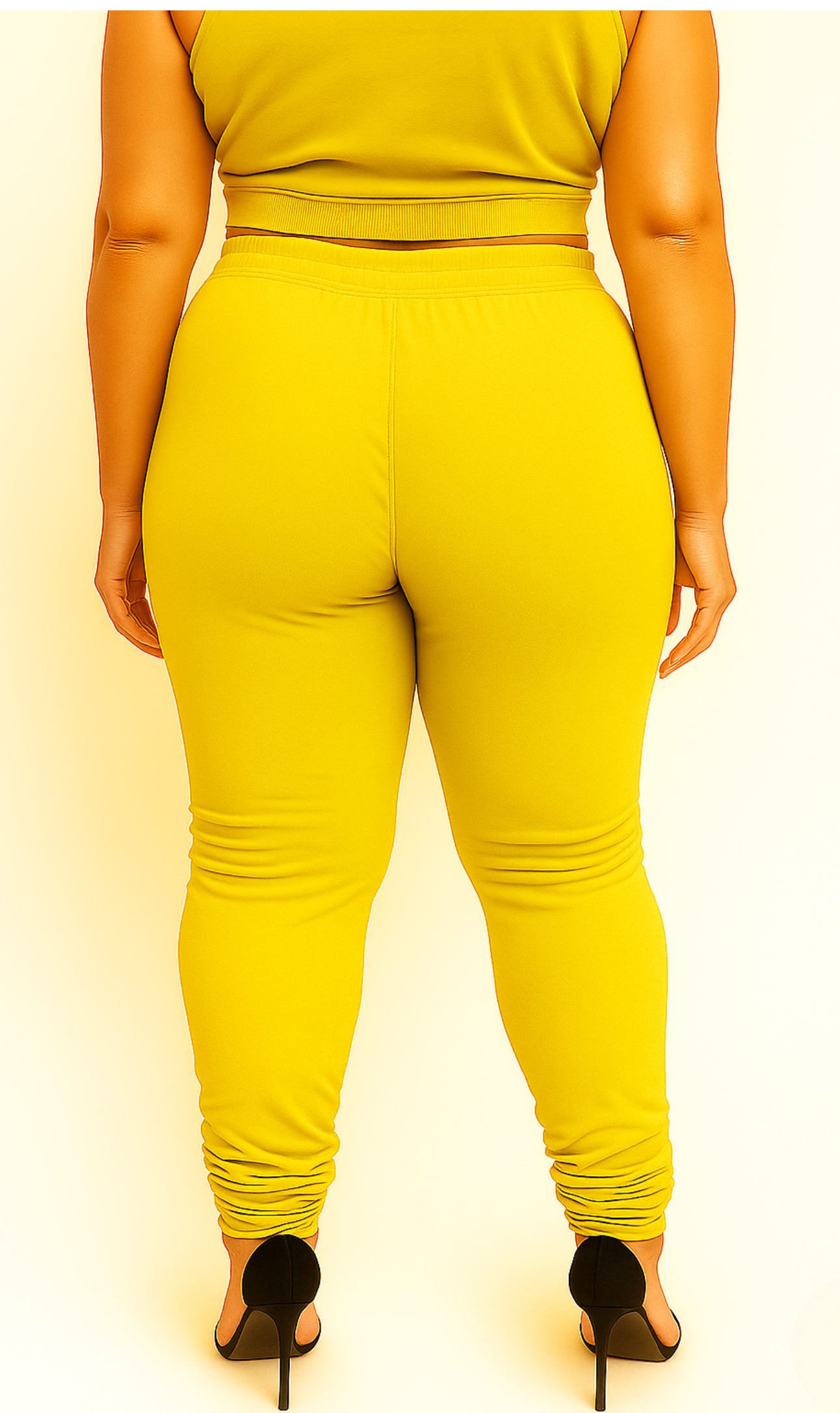 Sunshine Yellow Women's Plus Size Solid Churidar Legging