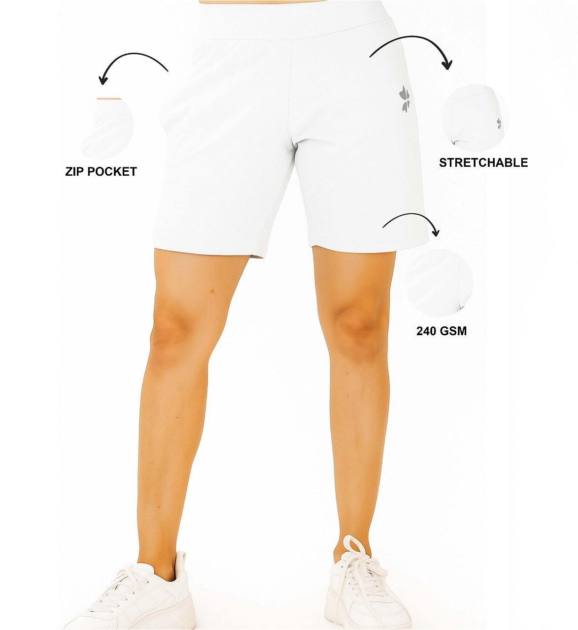 Women's Solid White  Lycra Shorts