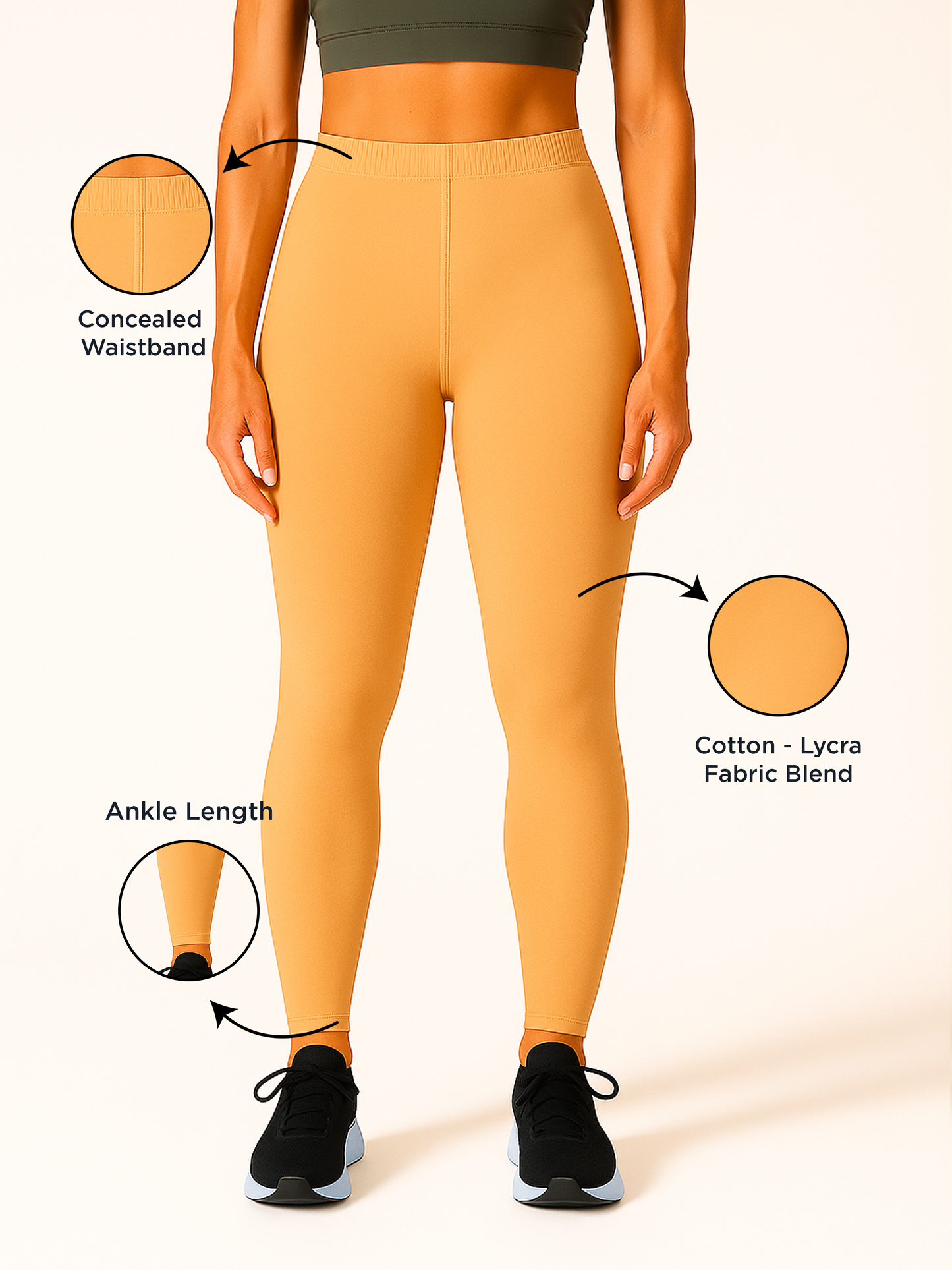 Winter Wheat Women's Ankle Length Stretchable Cotton Lycra Leggings