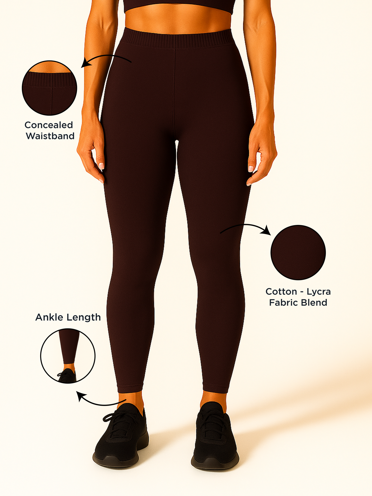 Zinfandel Women's Ankle Length Stretchable Cotton Lycra Leggings