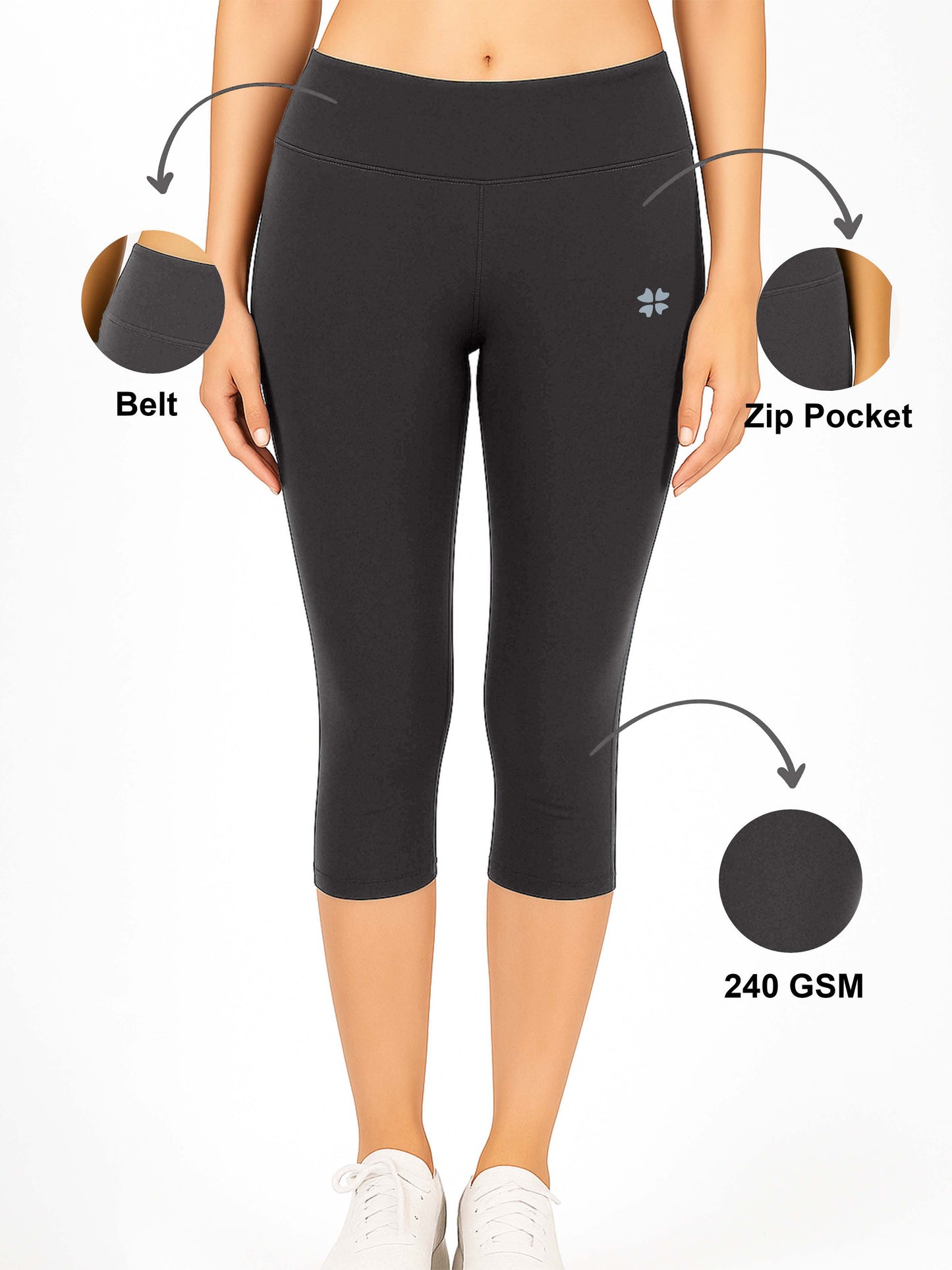 Charcoal Women's Solid Capri pant