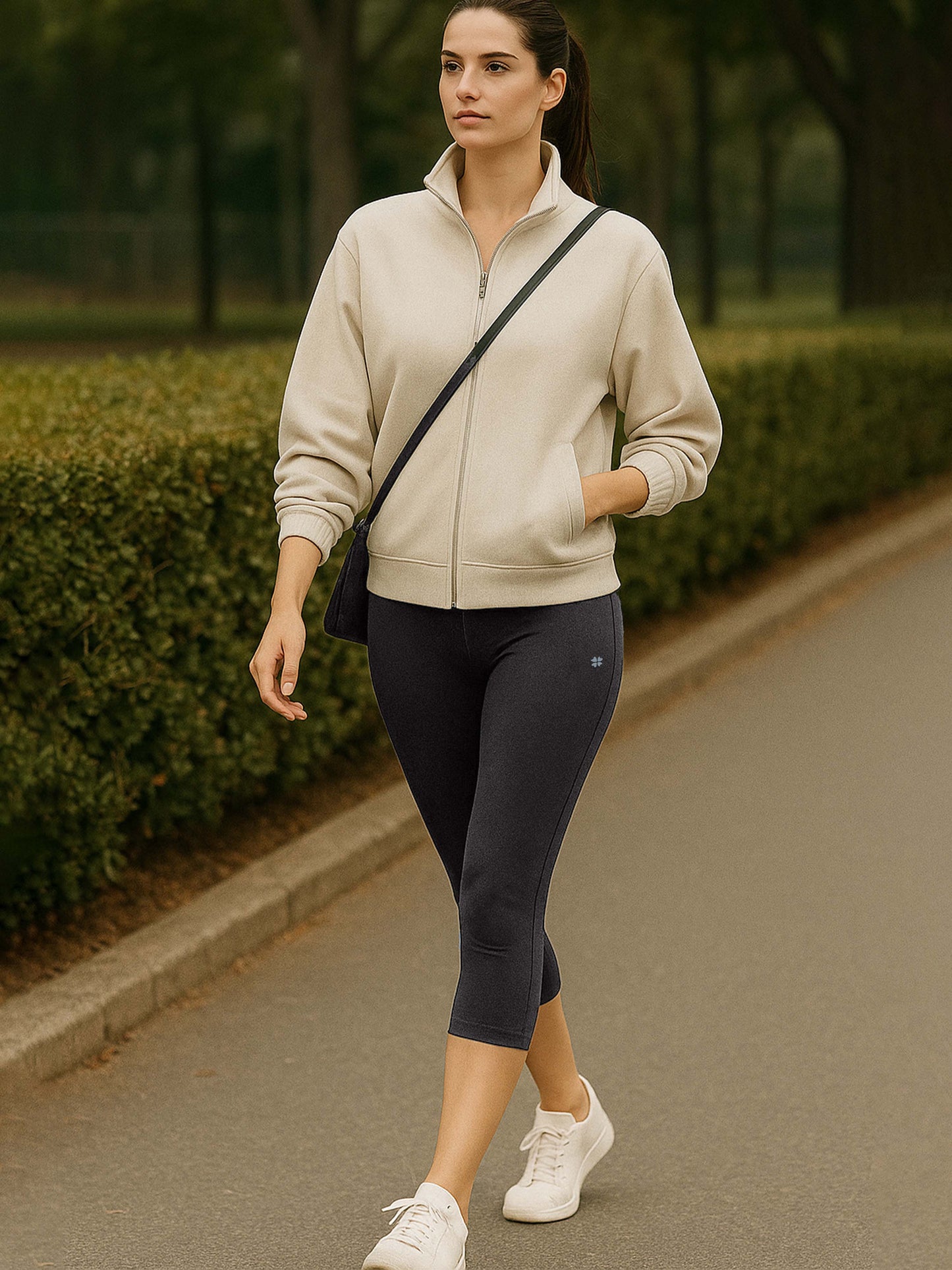 Charcoal Women's Solid Capri pant