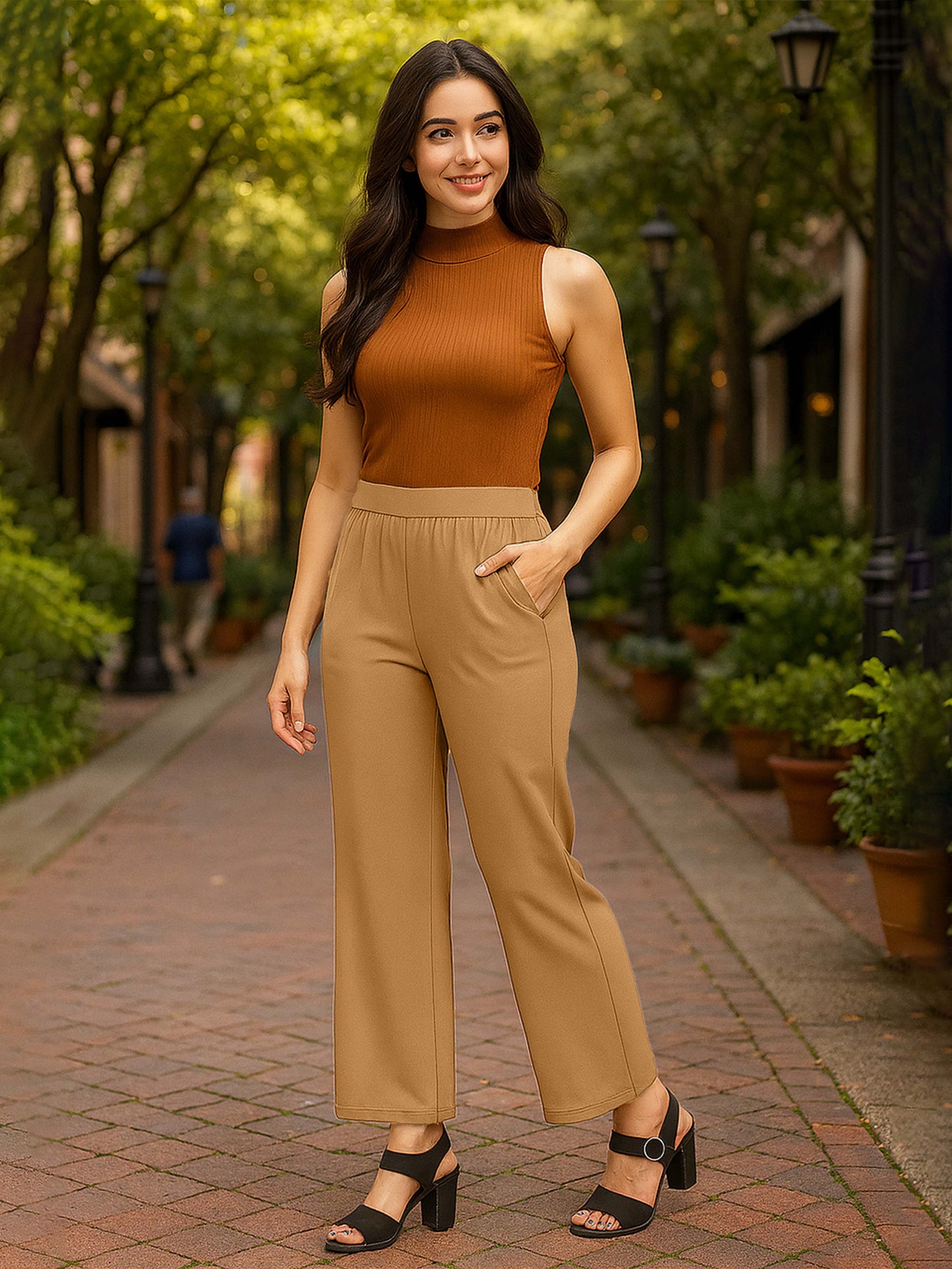 Biscuit Women's Solid Relaxed Fit Pant