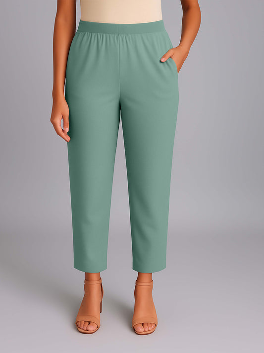 Steel Green Women's Solid Cotton Lycra Kurti Pant