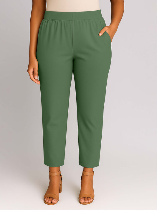 Paradise Green Women's Solid Cotton Lycra Kurti Pant