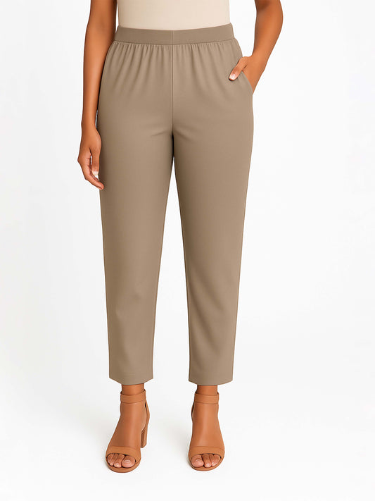 Oxford Tan Women's Solid Cotton Lycra Kurti Pant