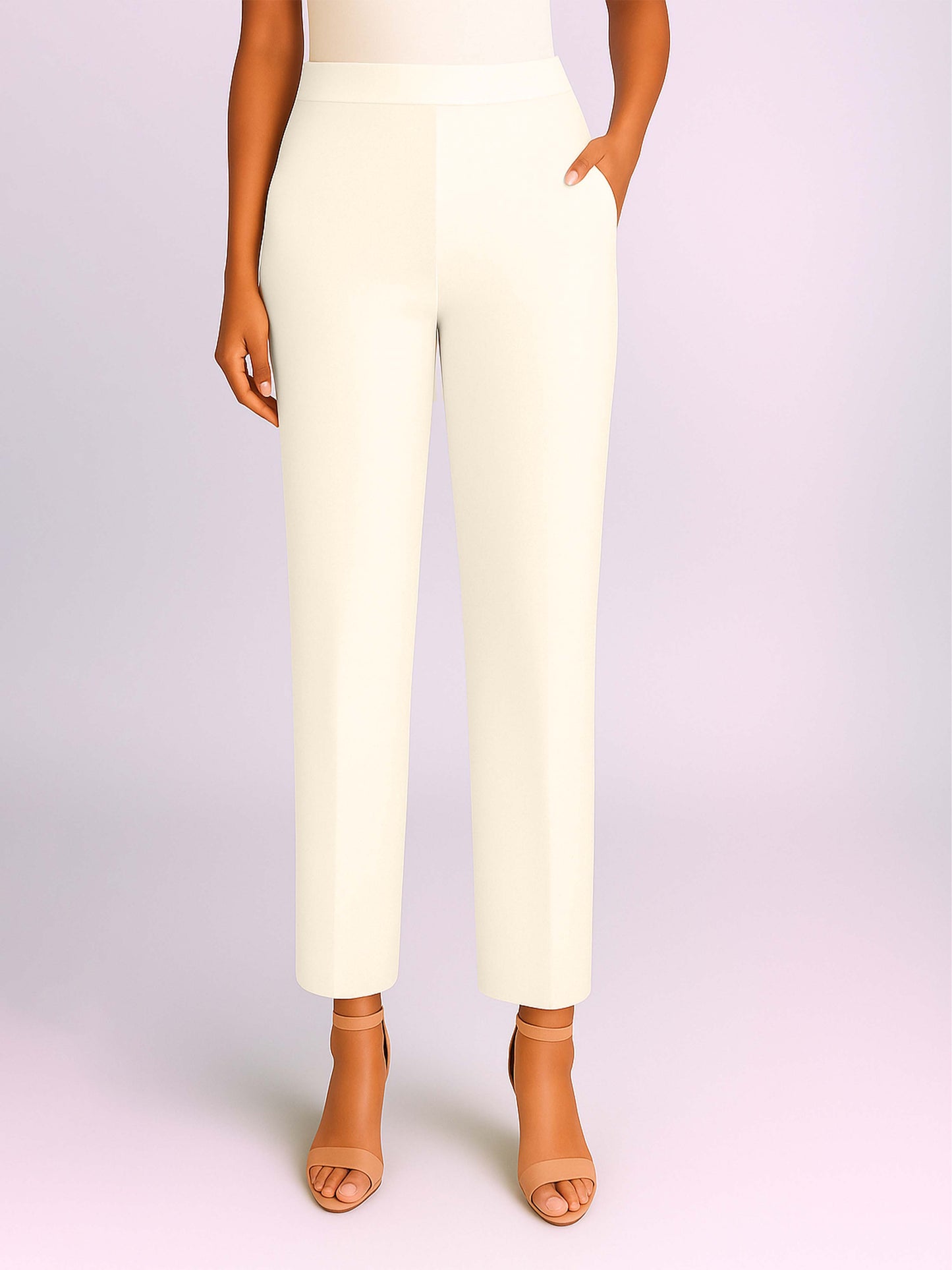 Off White Women's Solid Cotton Lycra Kurti Pant