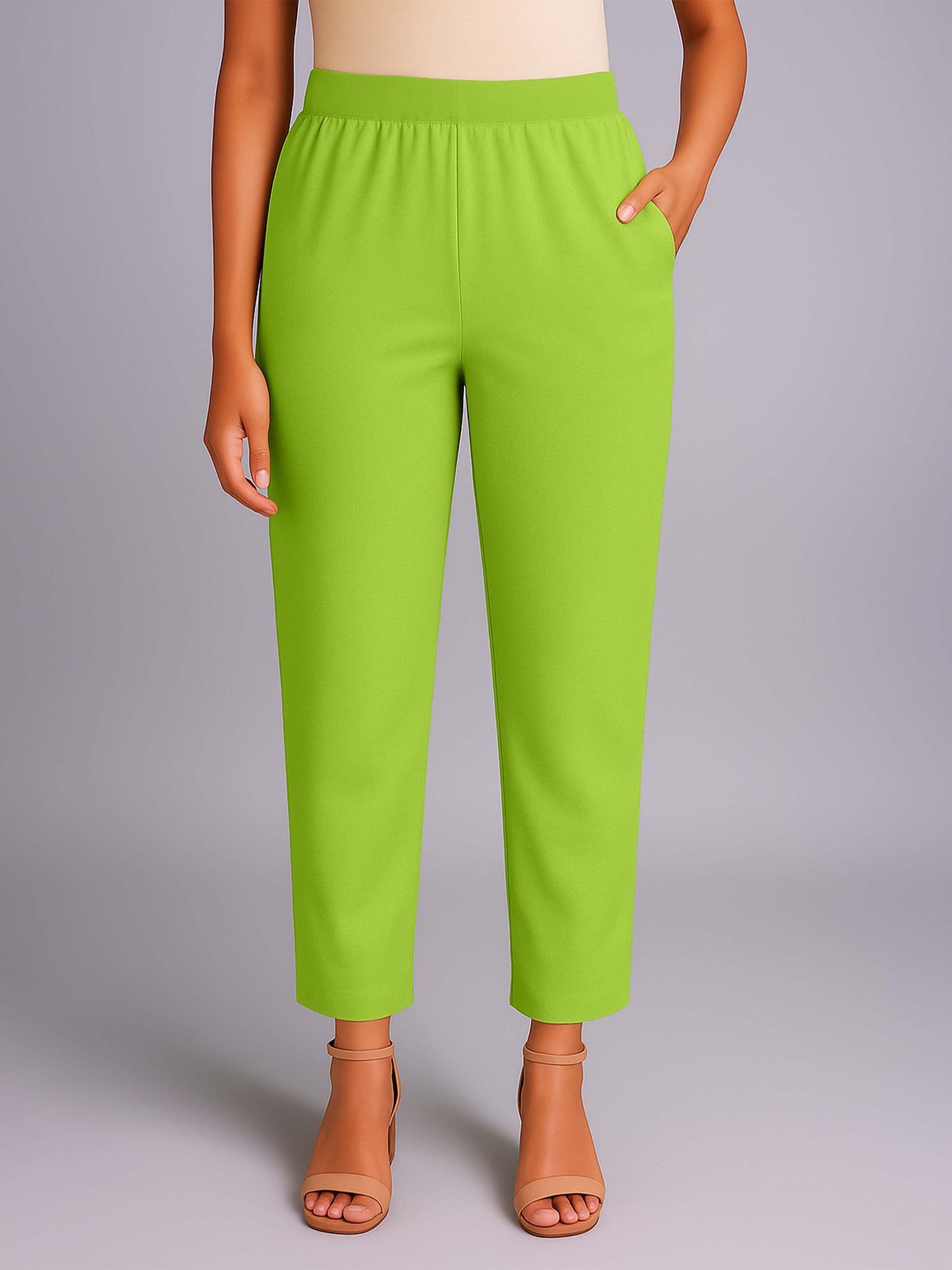 Parrot Green Women's Solid Cotton Lycra Kurti Pant