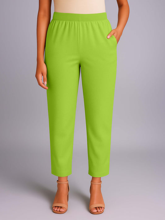 Parrot Green Women's Solid Cotton Lycra Kurti Pant
