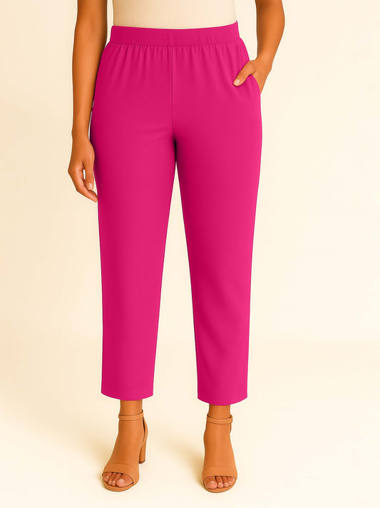 BT Pink Women's Solid Cotton Lycra Kurti Pant