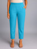 Light Blue Women's Solid Cotton Lycra Kurti Pant