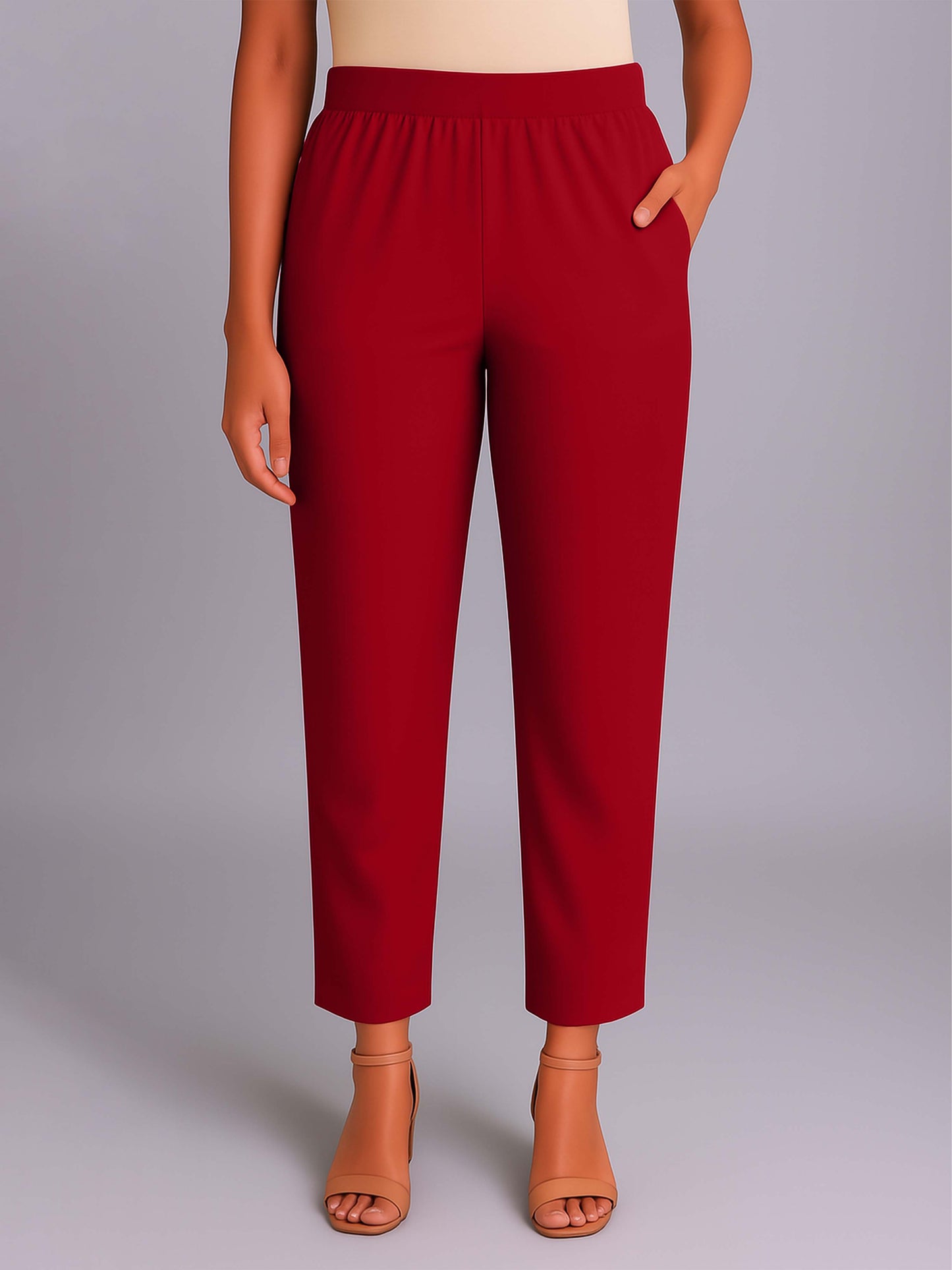 Blood Red Women's Solid Cotton Lycra Kurti Pant