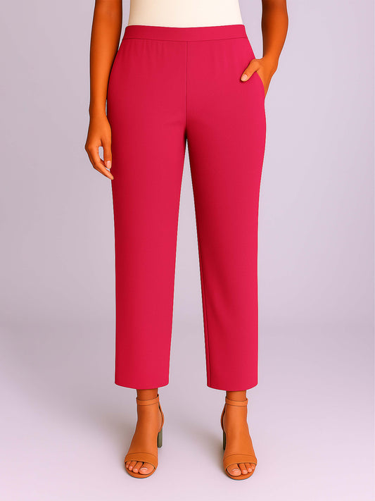 Fuchsia Women's Solid Cotton Lycra Kurti Pant