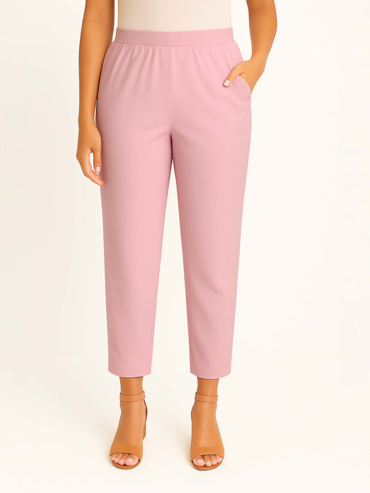 Rose Pink Women's Solid Cotton Lycra Kurti Pant