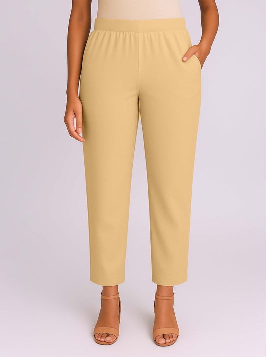 Moth Women's Solid Cotton Lycra Kurti Pant