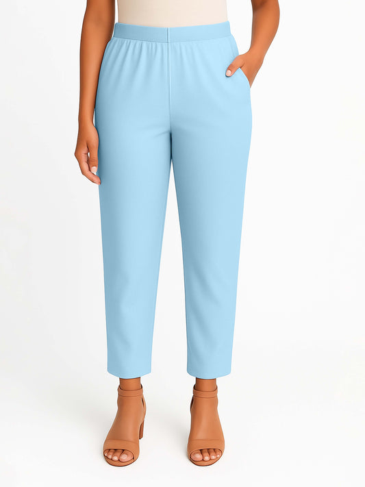 Sky Blue Women's Solid Cotton Lycra Kurti Pant