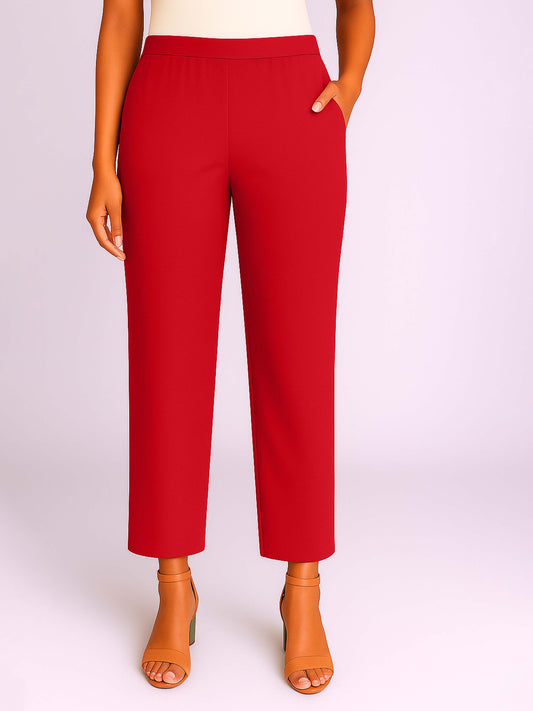 Sinduri Red Women's Solid Cotton Lycra Kurti Pant