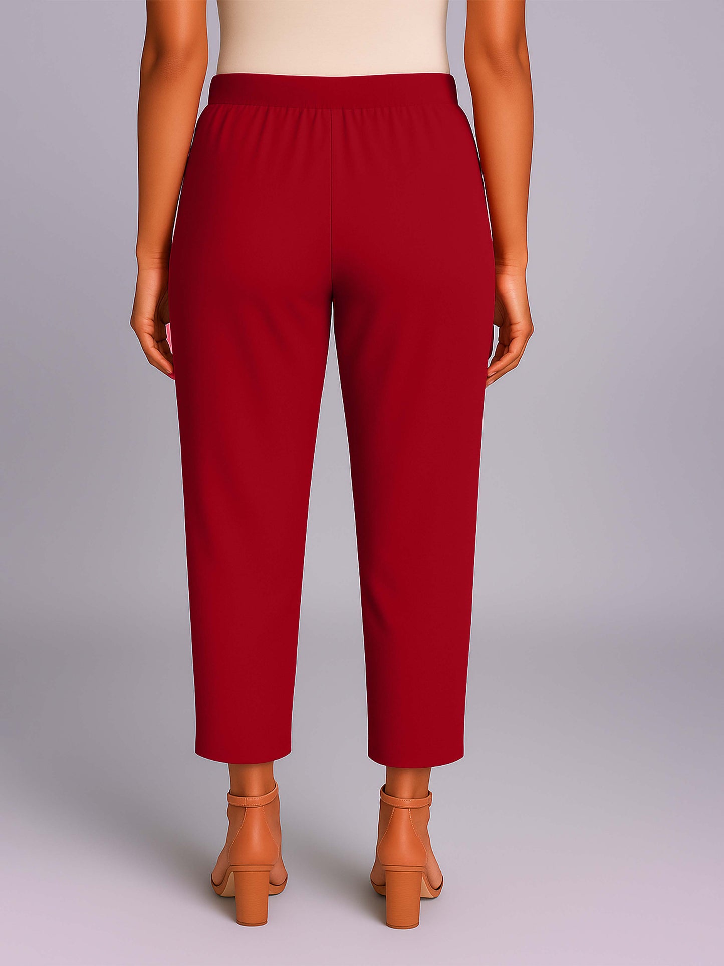 Blood Red Women's Solid Cotton Lycra Kurti Pant
