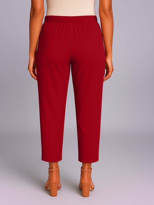 Blood Red Women's Solid Cotton Lycra Kurti Pant