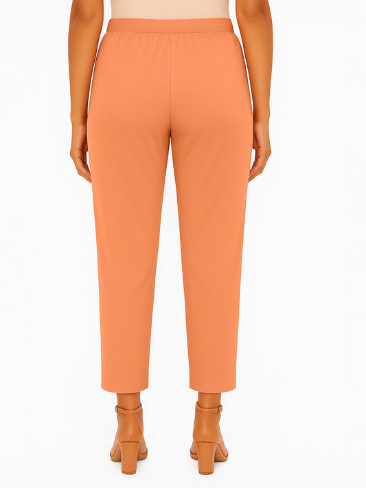 Salmon Buff Women's Solid Cotton Lycra Kurti Pant