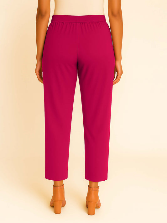 Bright Pink Women's Solid Cotton Lycra Kurti Pant