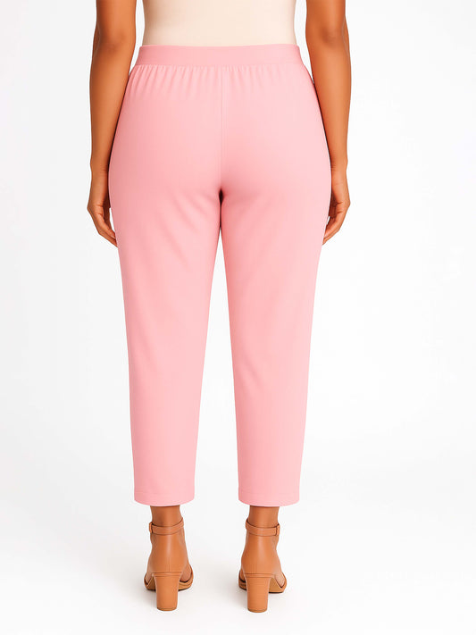 Baby Pink Women's Solid Cotton Lycra Kurti Pant