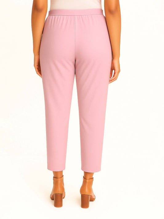 Rose Pink Women's Solid Cotton Lycra Kurti Pant