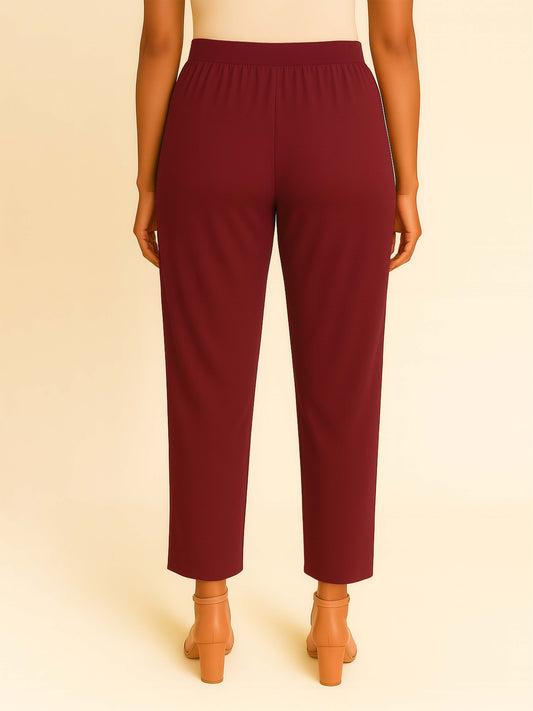 Maroon Women's Solid Cotton Lycra Kurti Pant