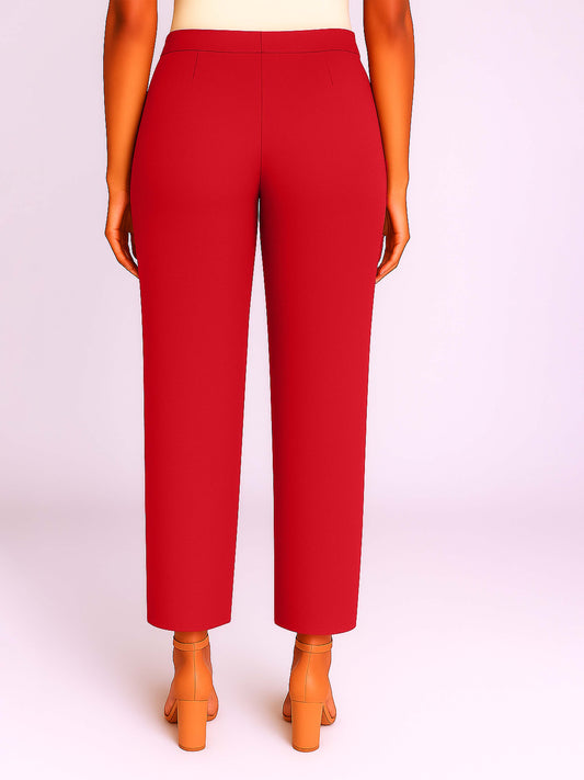 Sinduri Red Women's Solid Cotton Lycra Kurti Pant